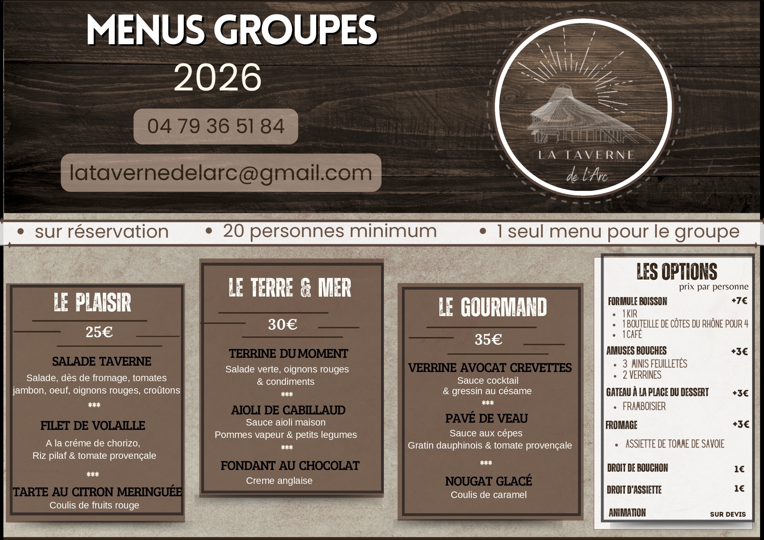 Menu groupes 2026