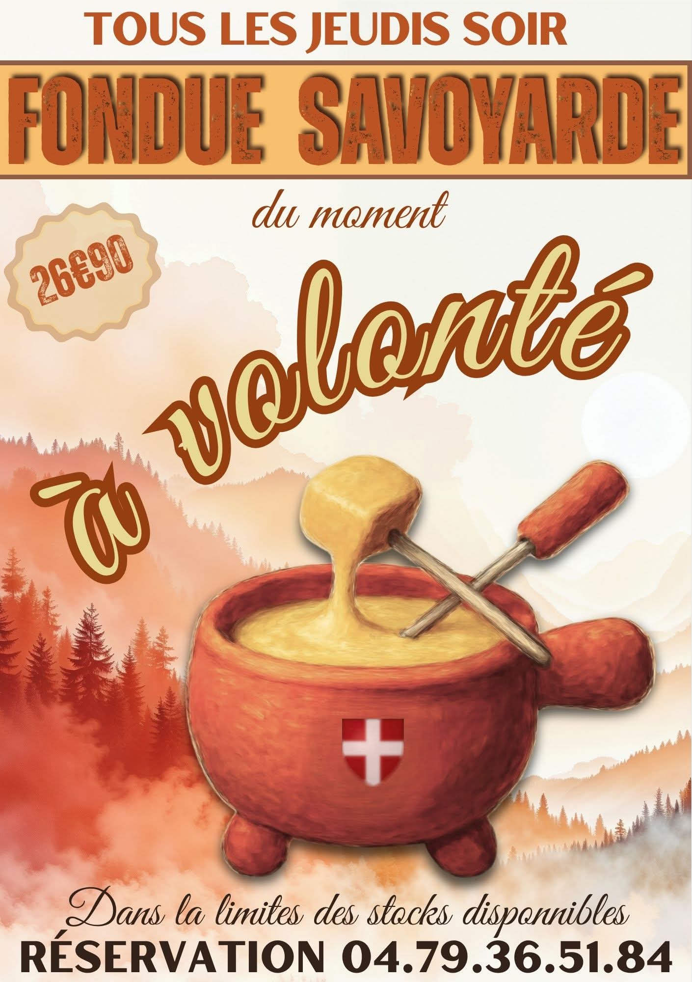 Jeudis soir – Fondue Savoyarde Jeudis soir - Fondue Savoyarde